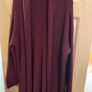 Elegant Maroon Open Front Cardigan